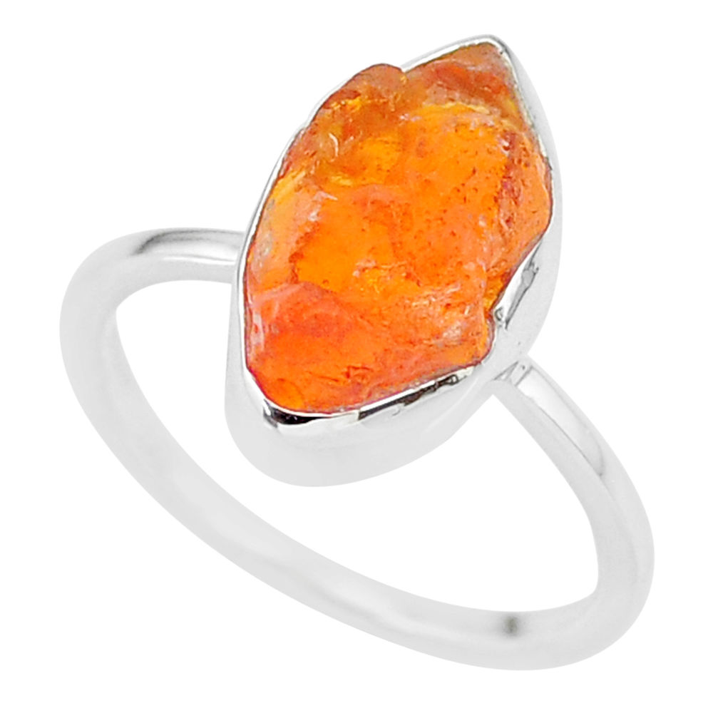 925 silver 5.22cts natural mexican fire opal solitaire ring size 7.5 r91673