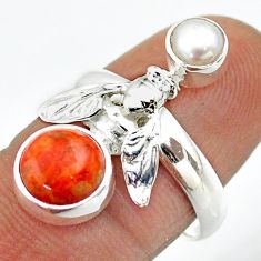 Clearance Sale- 925 silver 3.52cts natural mojave turquoise pearl honey bee ring size 7 t70953