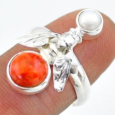 925 silver 3.50cts natural mojave turquoise pearl honey bee ring size 6.5 t70944