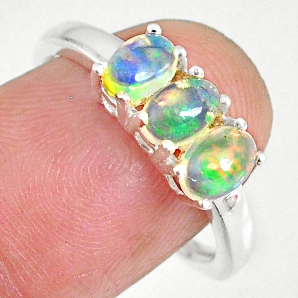 925 silver 2.70cts natural multi color ethiopian opal oval ring size 8 r83970