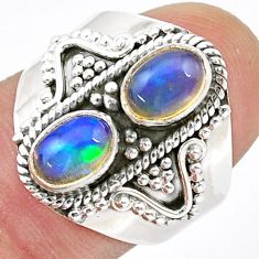 925 silver 3.56cts natural multi color ethiopian opal oval ring size 7.5 u38157