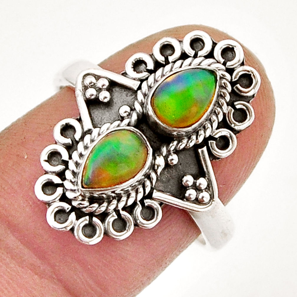 925 silver 2.17cts natural multi color ethiopian opal ring jewelry size 7 y71883