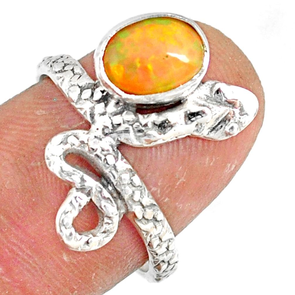 925 silver 1.94cts natural multi color ethiopian opal snake ring size 7 r78748
