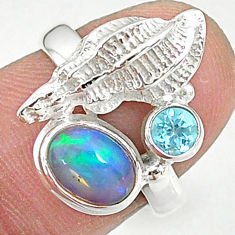 925 silver 2.34cts natural multi color ethiopian opal topaz ring size 6.5 t8854