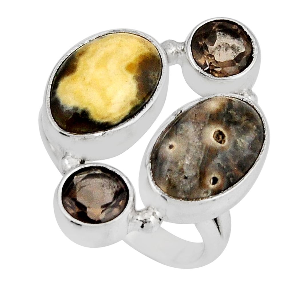 925 silver 9.31cts natural ocean sea jasper (madagascar) oval ring size 8 y54313