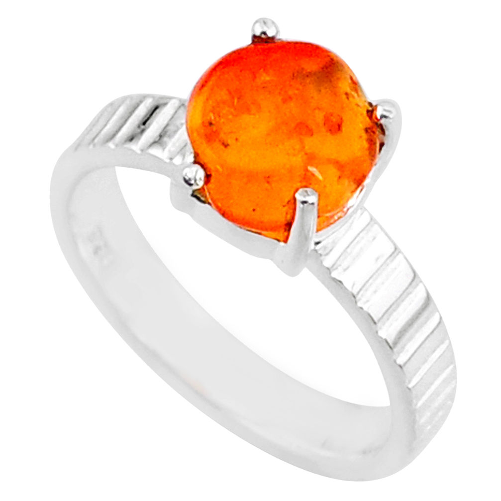 925 silver 4.02cts natural orange mexican fire opal solitaire ring size 6 r71724