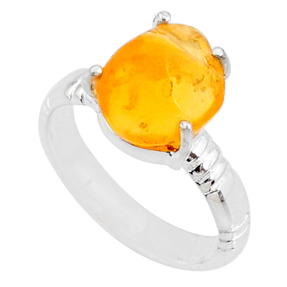 925 silver 5.11cts natural orange mexican fire opal solitaire ring size 7 r71750