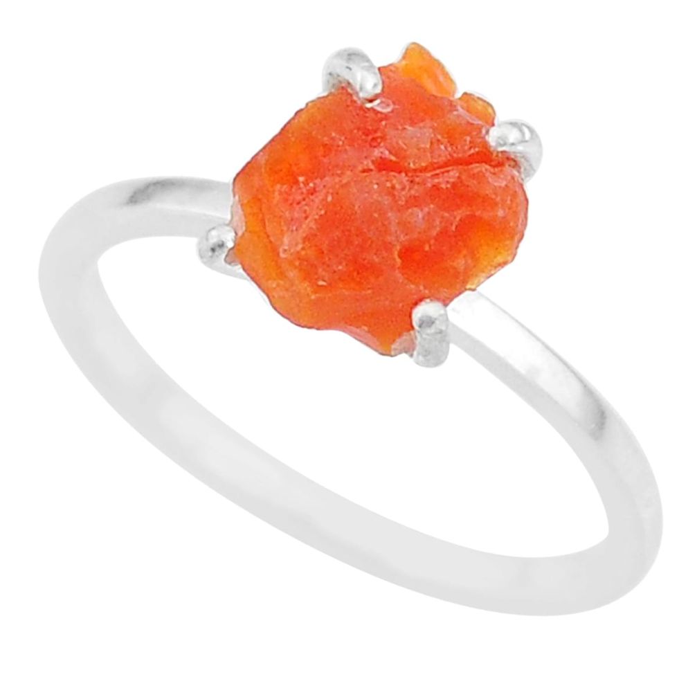 925 silver 4.47cts natural orange mexican fire opal solitaire ring size 9 r91614