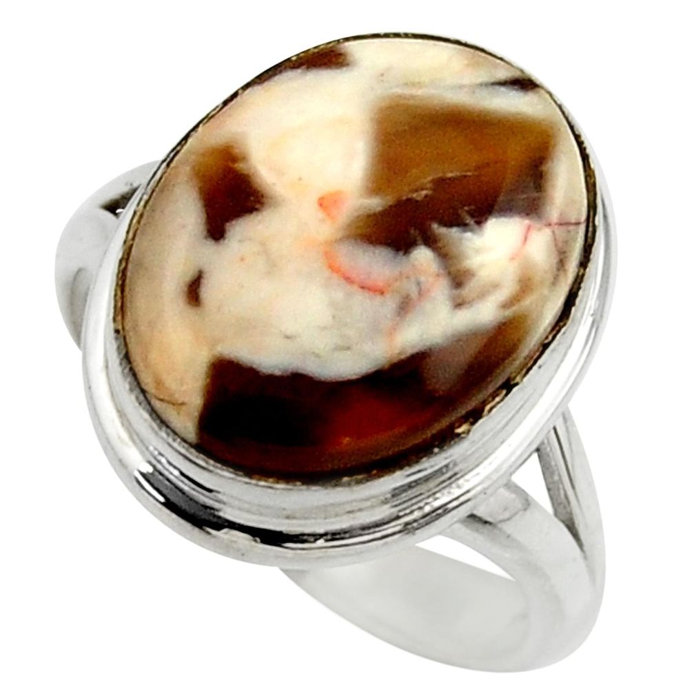 925 silver natural peanut petrified wood fossil solitaire ring size 7 r28684