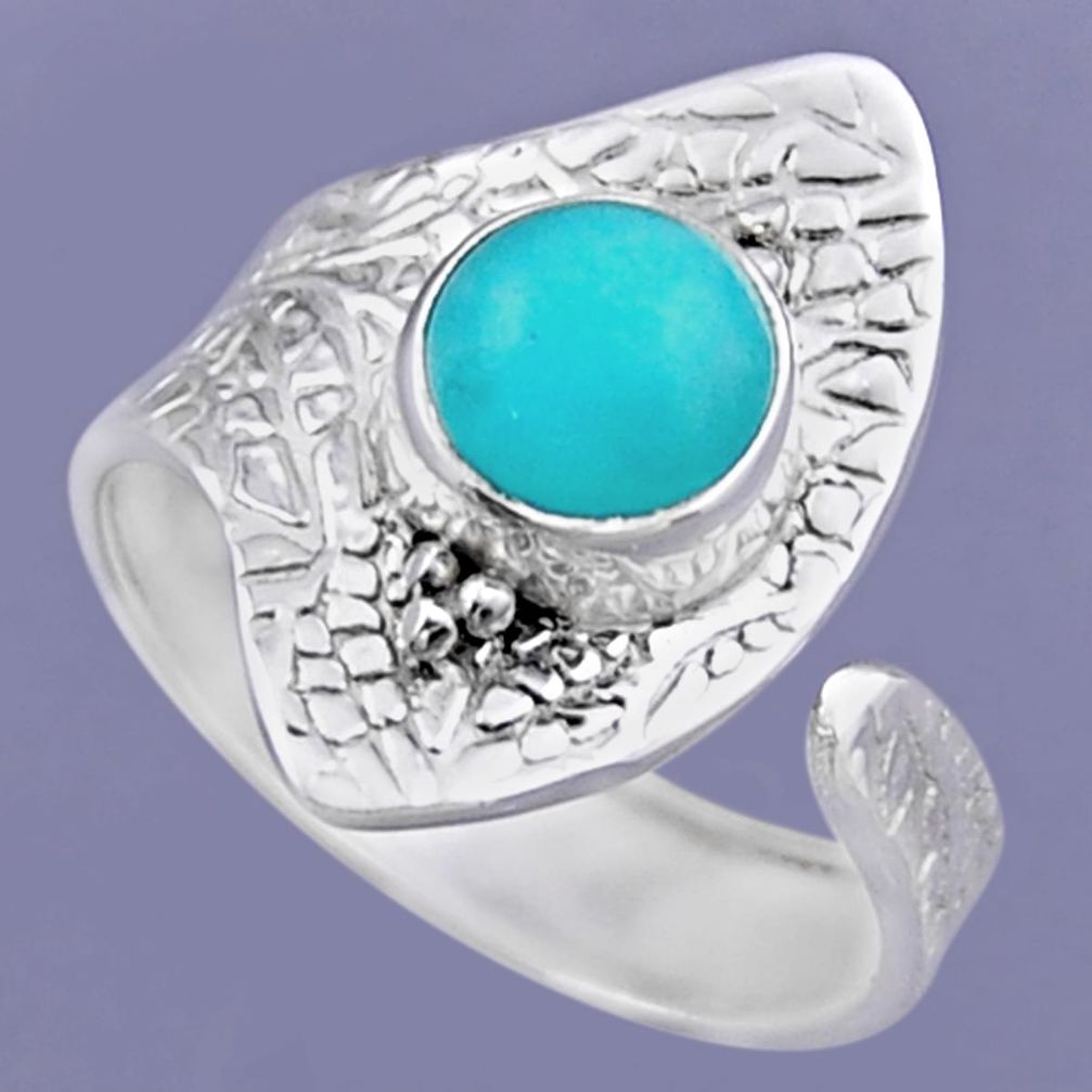 925 silver 3.19cts natural peruvian amazonite adjustable ring size 8.5 r54727