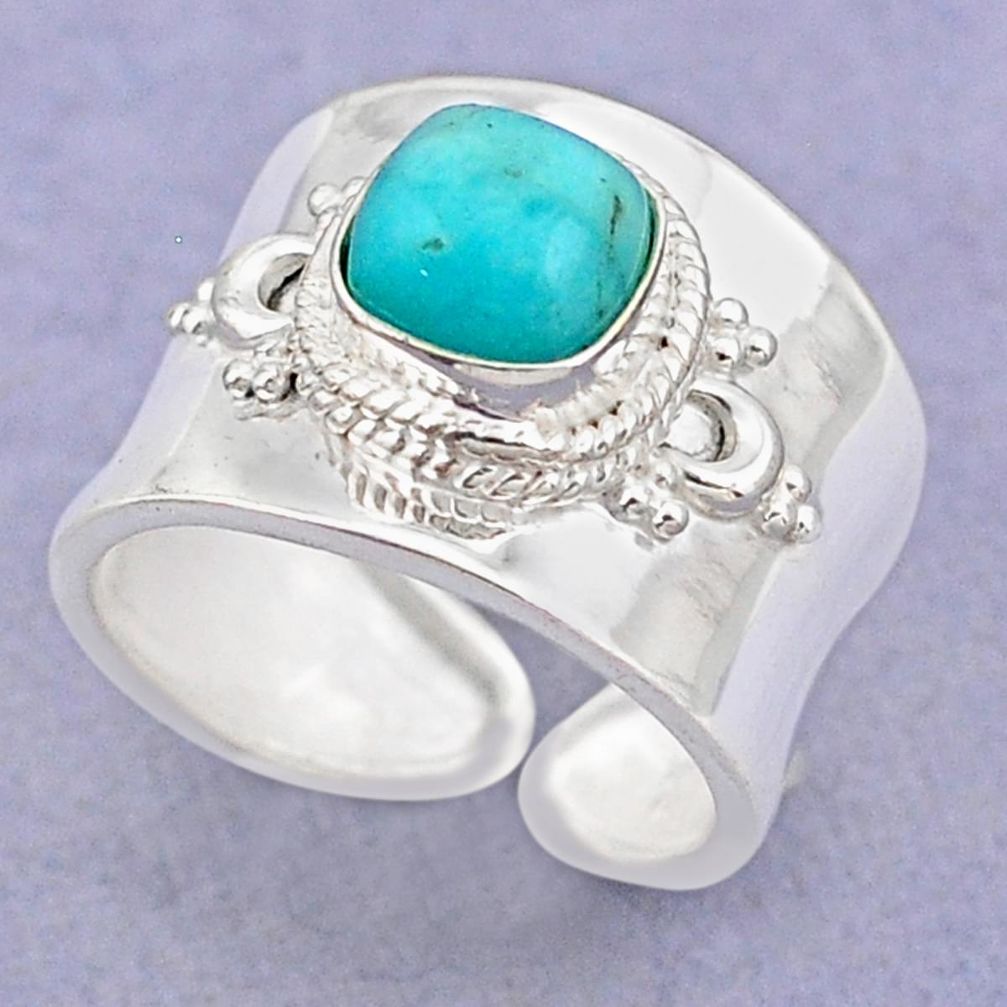 925 silver 2.54cts natural peruvian amazonite adjustable ring size 6.5 t88178