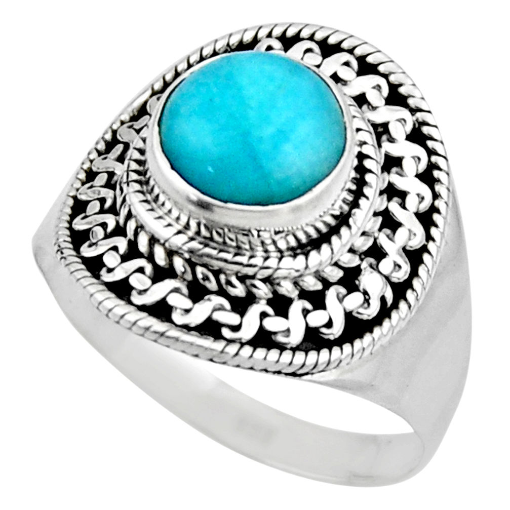 925 silver 2.71cts natural peruvian amazonite solitaire ring size 6.5 r53490