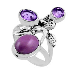 925 silver 6.41cts natural phosphosiderite amethyst angel ring size 6.5 n25842