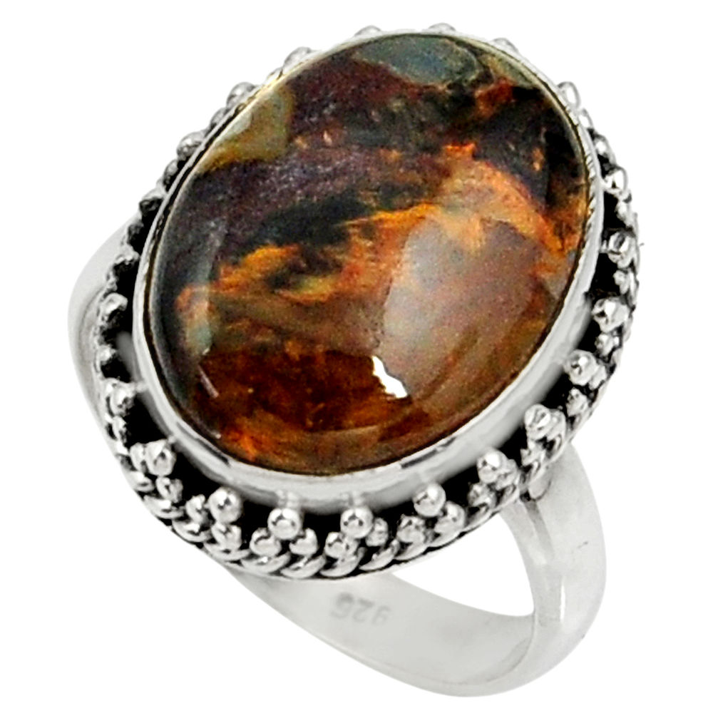 925 silver 10.02cts natural pietersite (african) solitaire ring size 7.5 r28195