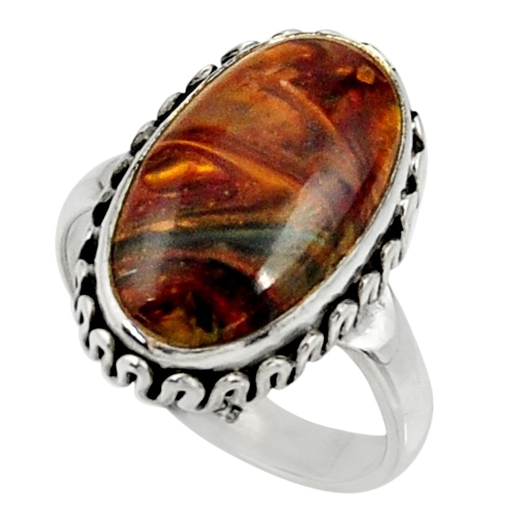 925 silver 9.32cts natural pietersite (african) solitaire ring size 7.5 r28200