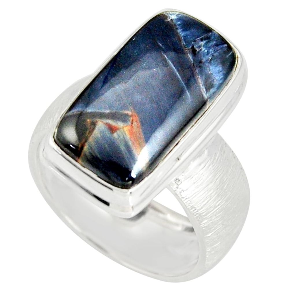 925 silver 9.71cts natural pietersite (african) solitaire ring size 8 r19010