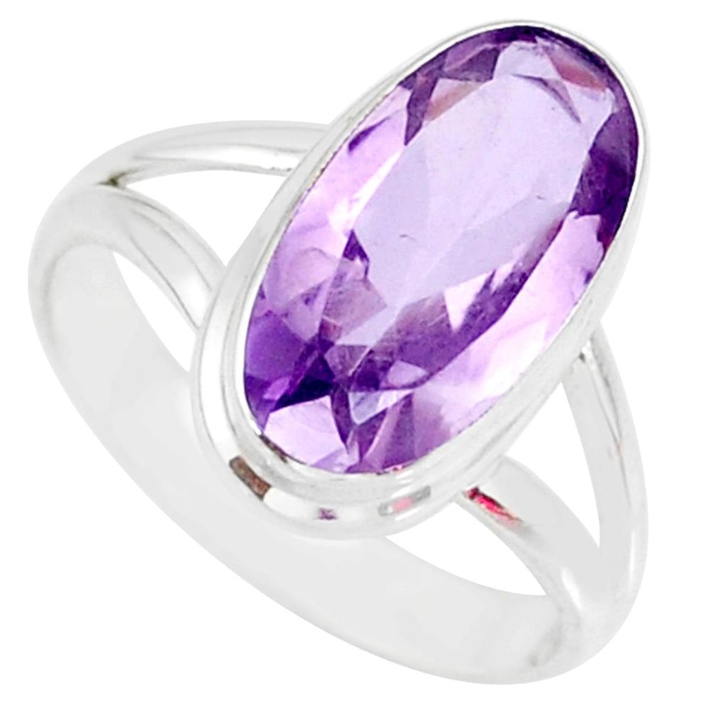 925 silver 7.54cts natural pink amethyst oval shape solitaire ring size 9 r84975