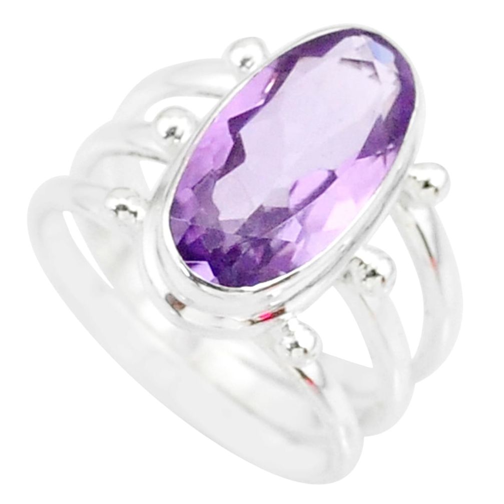 925 silver 8.27cts natural pink amethyst solitaire ring jewelry size 9.5 r84989