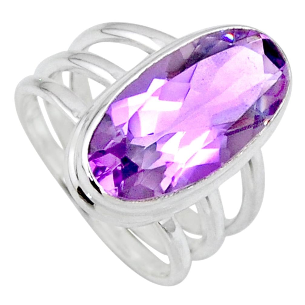 925 silver 7.76cts natural pink amethyst solitaire ring jewelry size 7 r56018
