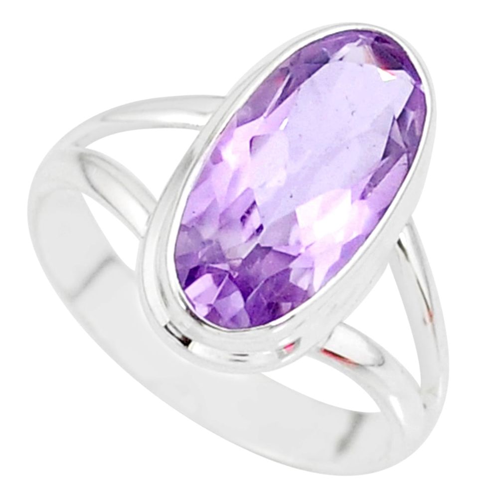 925 silver 7.61cts natural pink amethyst solitaire ring jewelry size 8 r84978