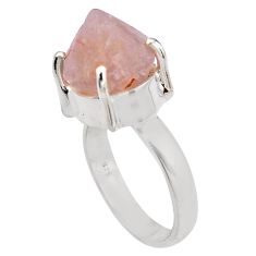 Clearance Sale- 925 silver 7.12cts natural pink beta quartz fancy solitaire ring size 6.5 p84455