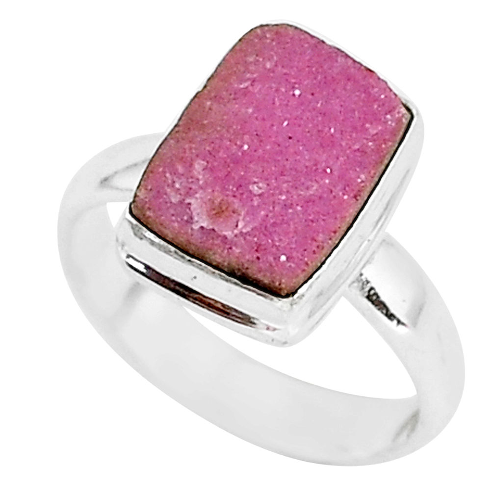 925 silver 4.43cts natural pink cobalt calcite solitaire ring size 7 r92907