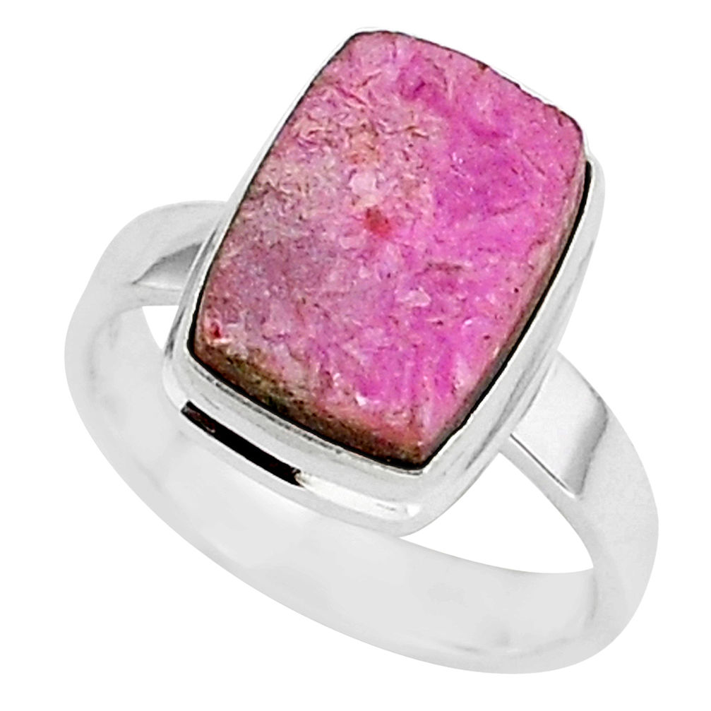 925 silver 5.36cts natural pink cobalt calcite solitaire ring size 7 r92917