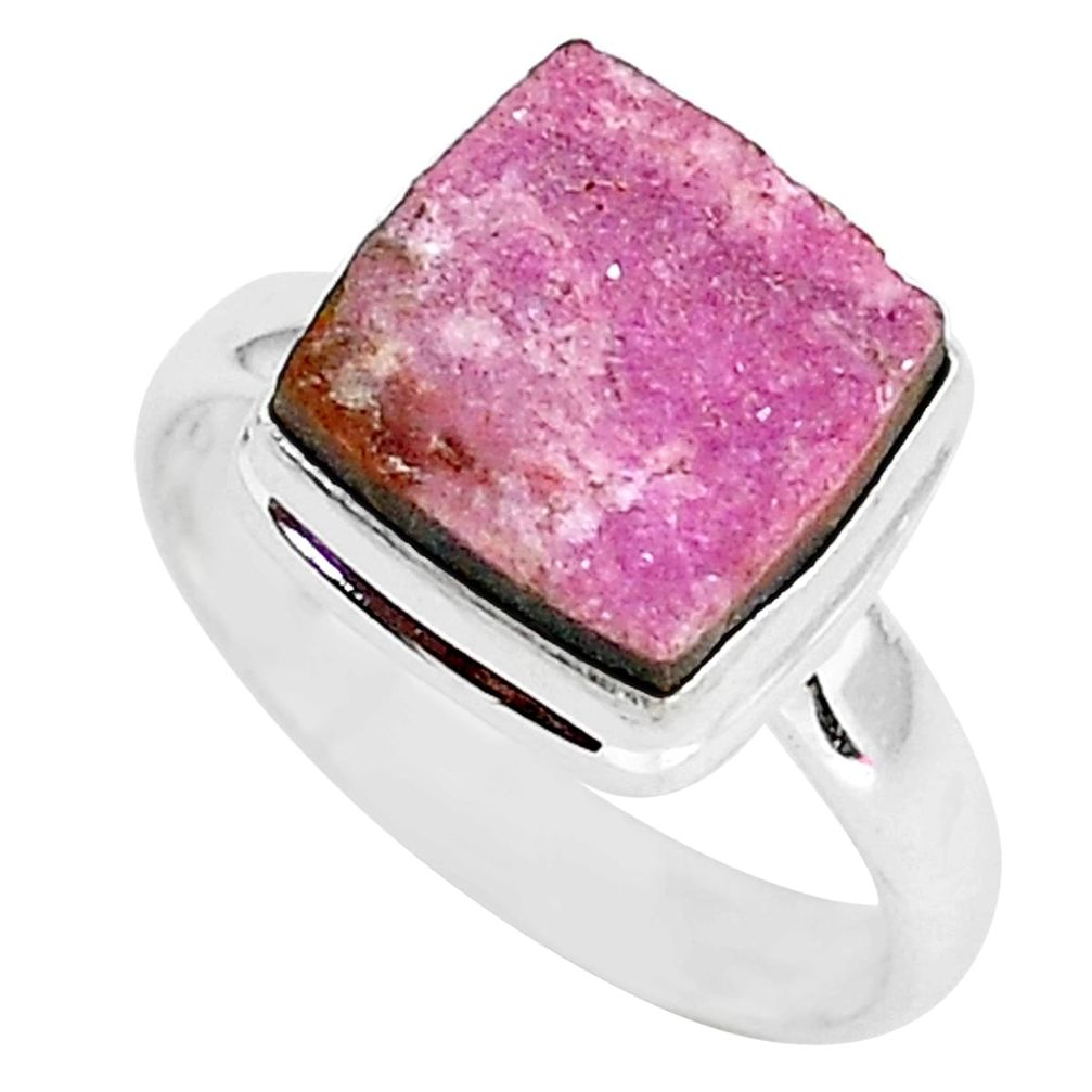 925 silver 5.87cts natural pink cobalt druzy solitaire ring size 9.5 r92884