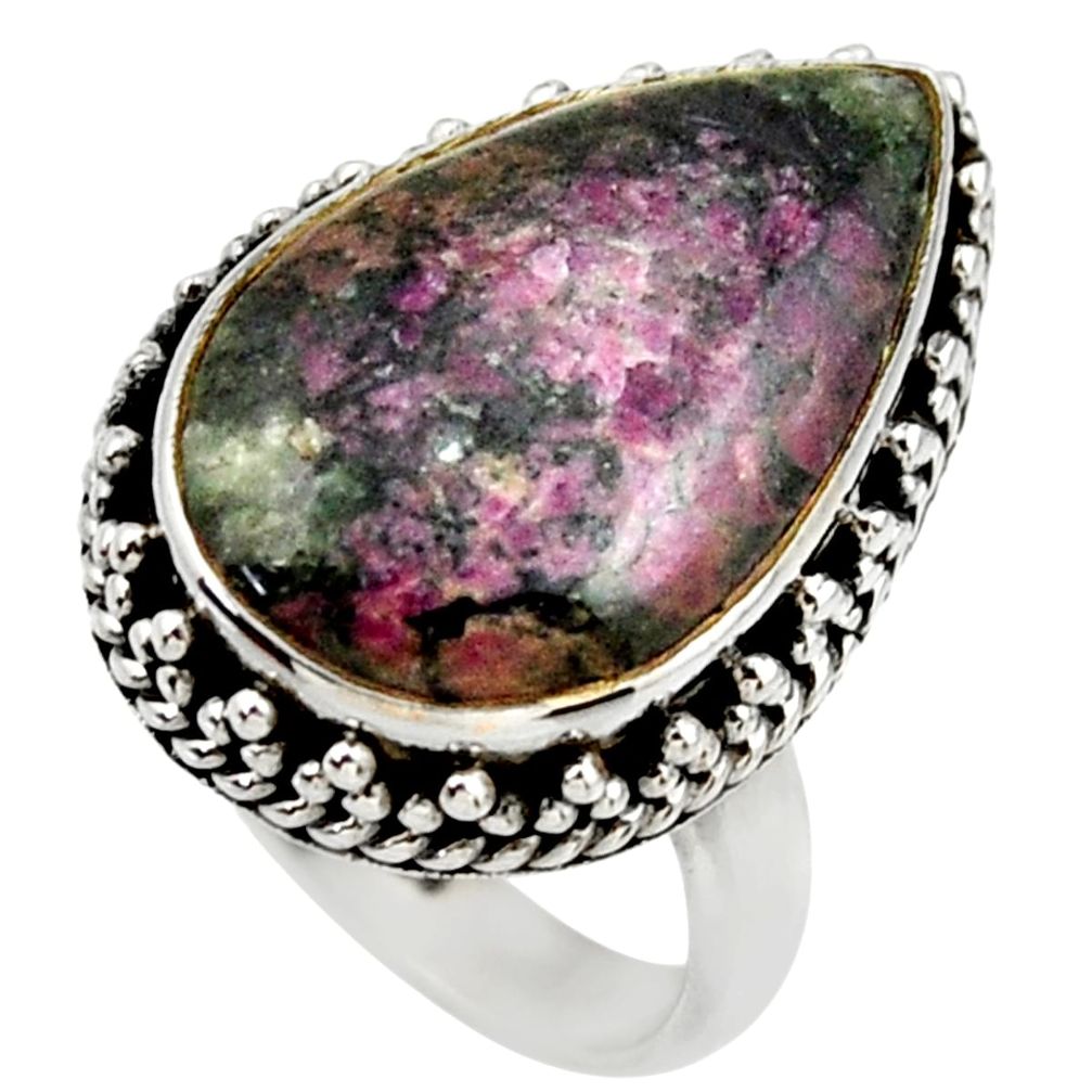 925 silver 14.12cts natural pink eudialyte solitaire ring jewelry size 7 r28799