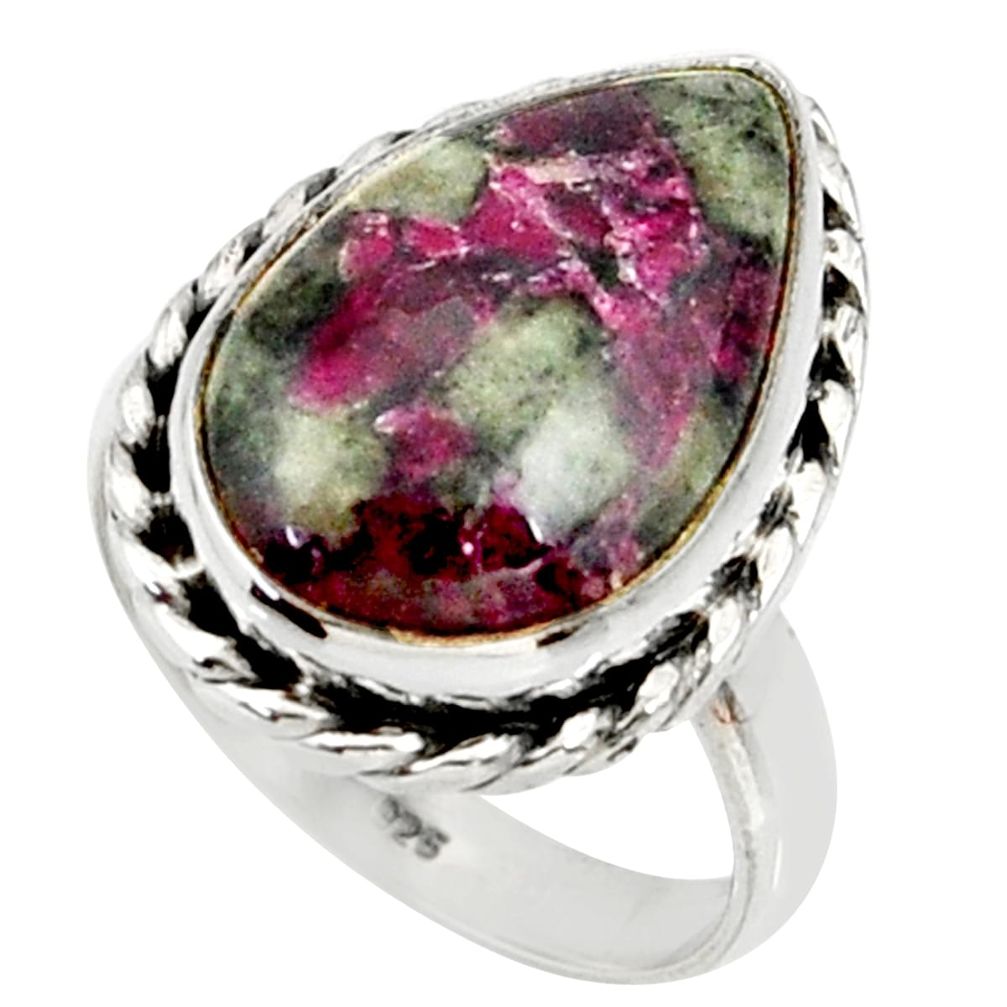 925 silver 10.23cts natural pink eudialyte solitaire ring jewelry size 8 r28084