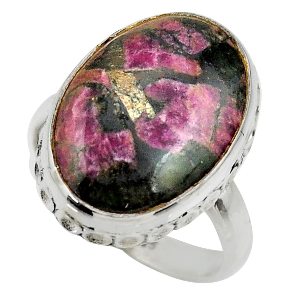925 silver 14.52cts natural pink eudialyte solitaire ring jewelry size 8 r28679