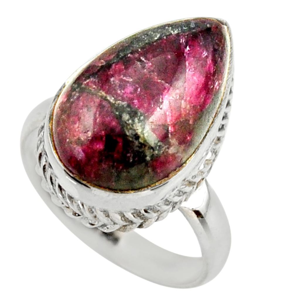 925 silver 8.41cts natural pink eudialyte solitaire ring jewelry size 8 r28784