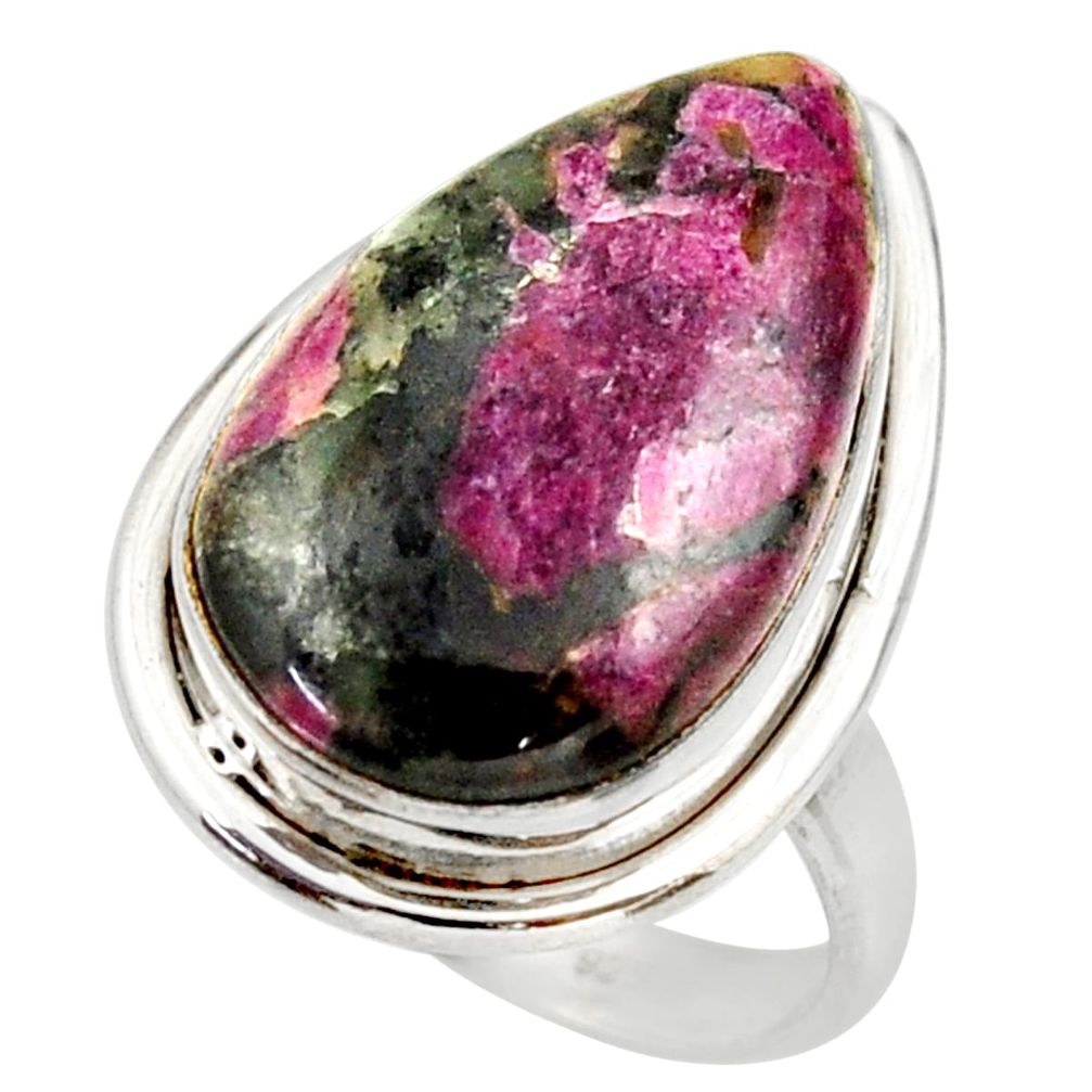 925 silver 14.72cts natural pink eudialyte solitaire ring jewelry size 8 r28789