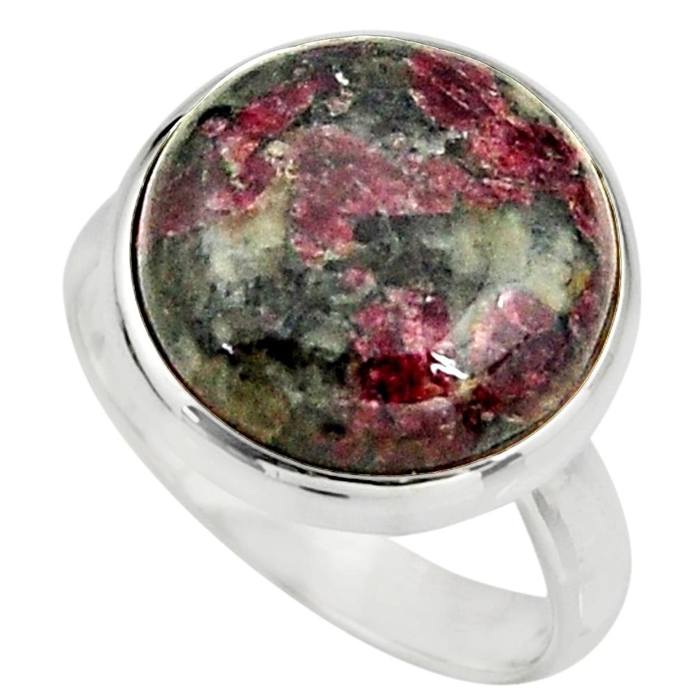 925 silver 13.77cts natural pink eudialyte solitaire ring size 8.5 r26477