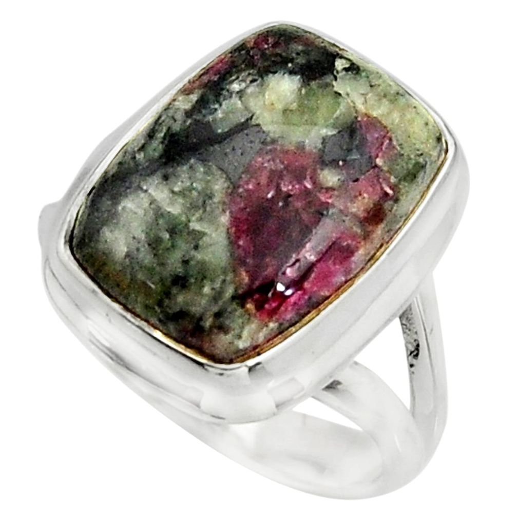 925 silver 10.70cts natural pink eudialyte solitaire ring size 7.5 r26480