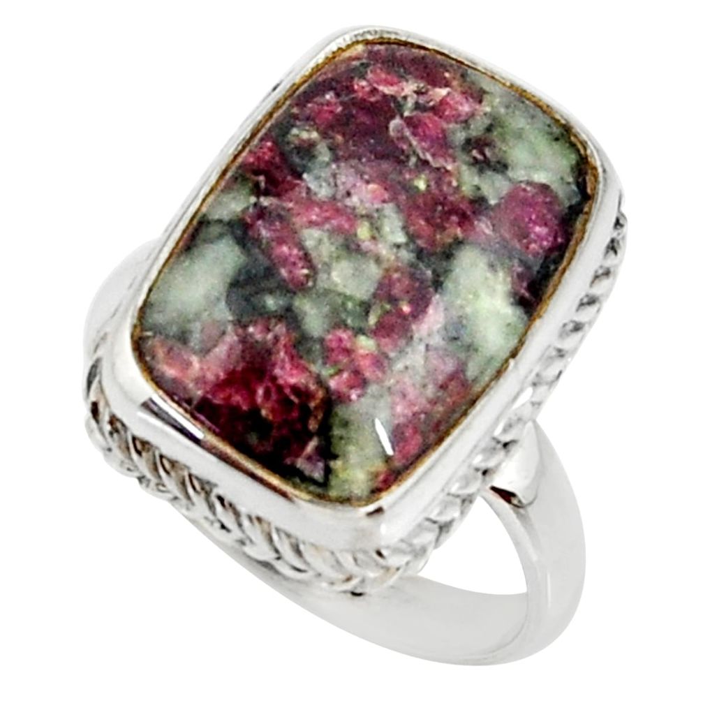 925 silver 13.34cts natural pink eudialyte solitaire ring size 8.5 r28089