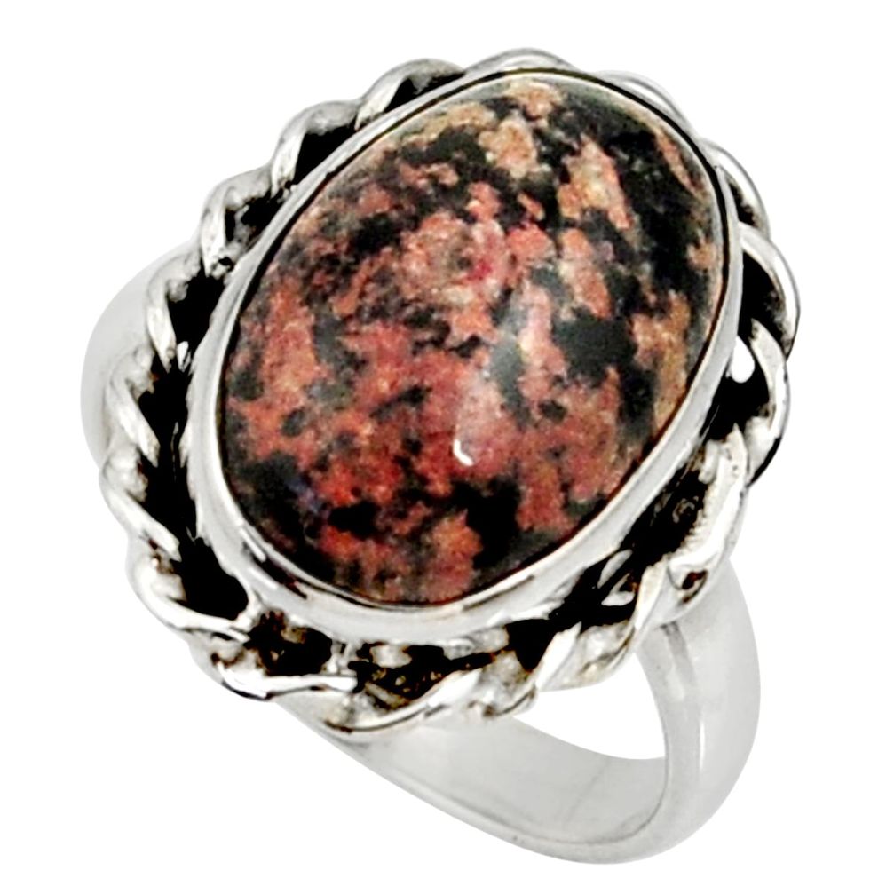 925 silver 8.21cts natural pink firework obsidian solitaire ring size 7.5 r28159