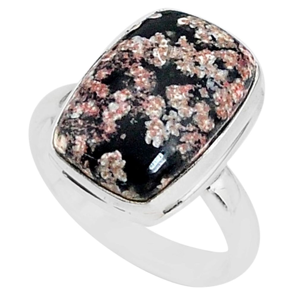 925 silver 7.97cts natural pink firework obsidian solitaire ring size 7.5 r95588