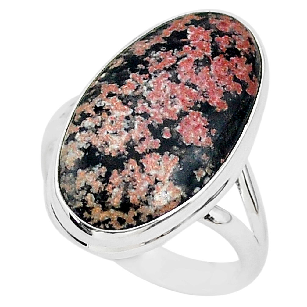 925 silver 14.70cts natural pink firework obsidian solitaire ring size 9 r95614
