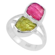 925 silver 7.32cts natural pink green tourmaline rough ring size 7 u26608