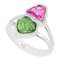 925 silver 8.32cts natural pink green tourmaline rough ring size 7 u26616