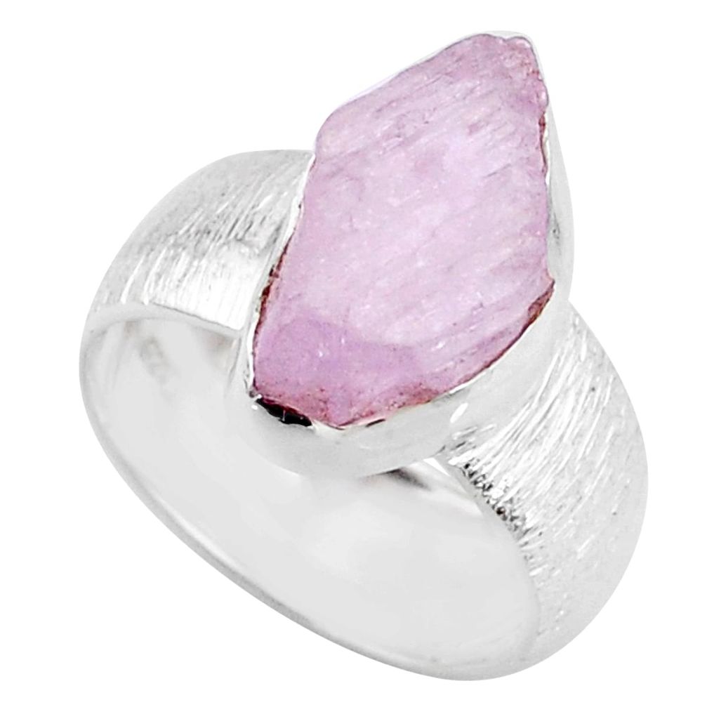 925 silver 7.89cts natural pink kunzite rough fancy solitaire ring size 7 r72023