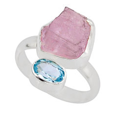 925 silver 8.43cts natural pink kunzite rough fancy topaz ring size 7.5 y46800