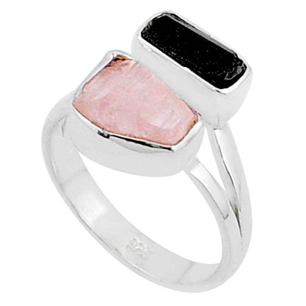 925 silver 8.68cts natural pink kunzite tourmaline rough ring size 8 u27168
