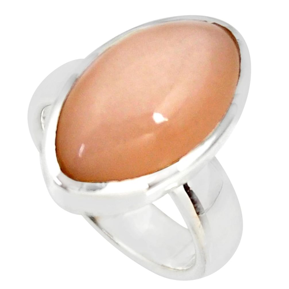 925 silver 11.95cts natural pink moonstone solitaire ring jewelry size 7 r34404