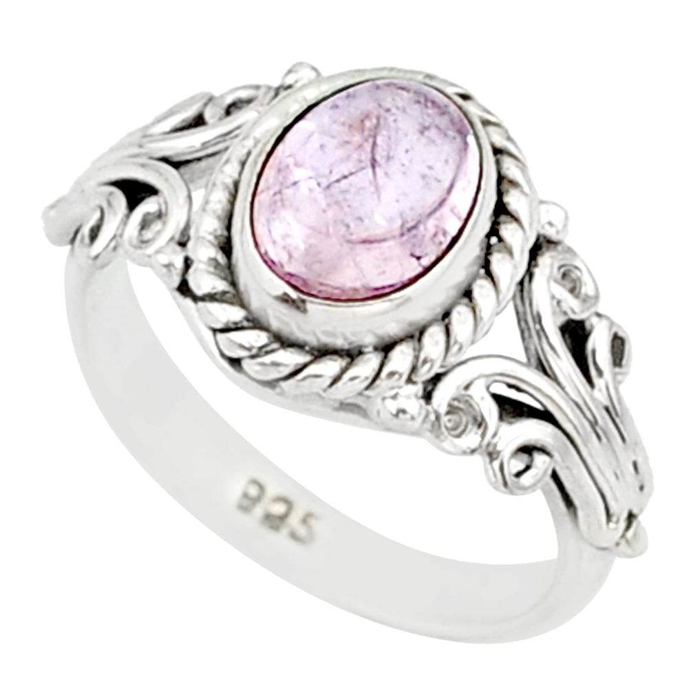 925 silver 2.00cts natural pink morganite solitaire handmade ring size 5 r82072