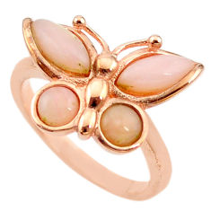 LAB 925 silver natural pink opal 14k rose gold butterfly ring size 8.5 a68209 c15176
