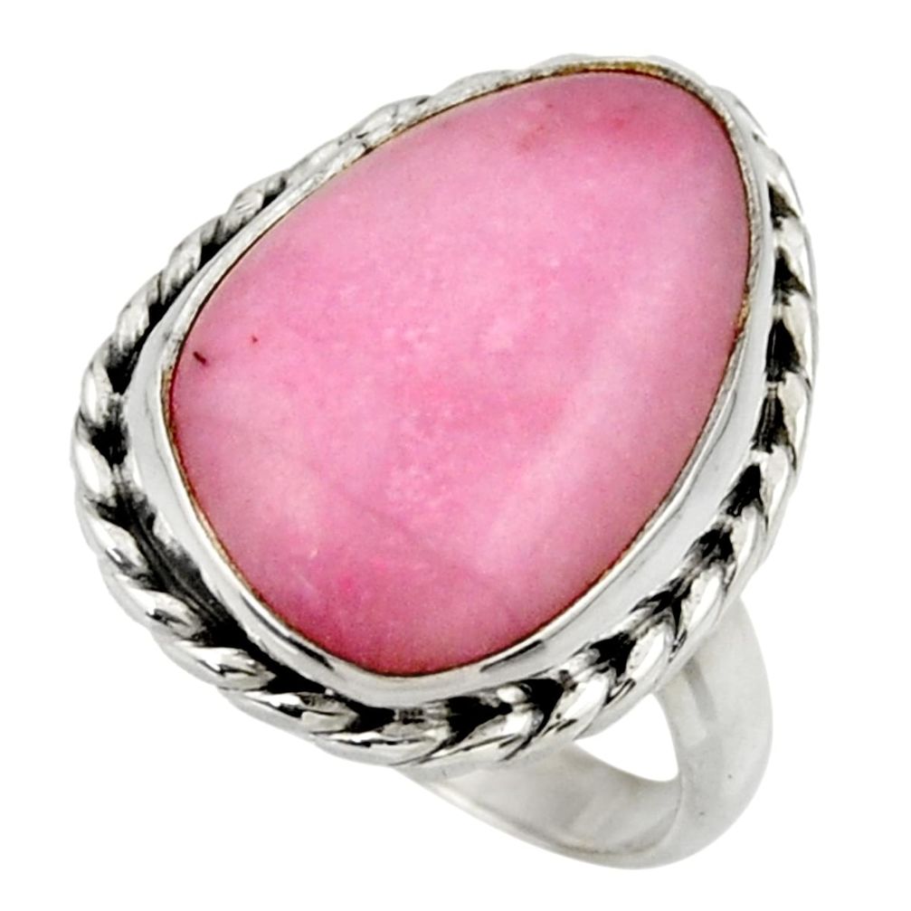 925 silver 13.10cts natural pink petalite solitaire ring jewelry size 7 r28448