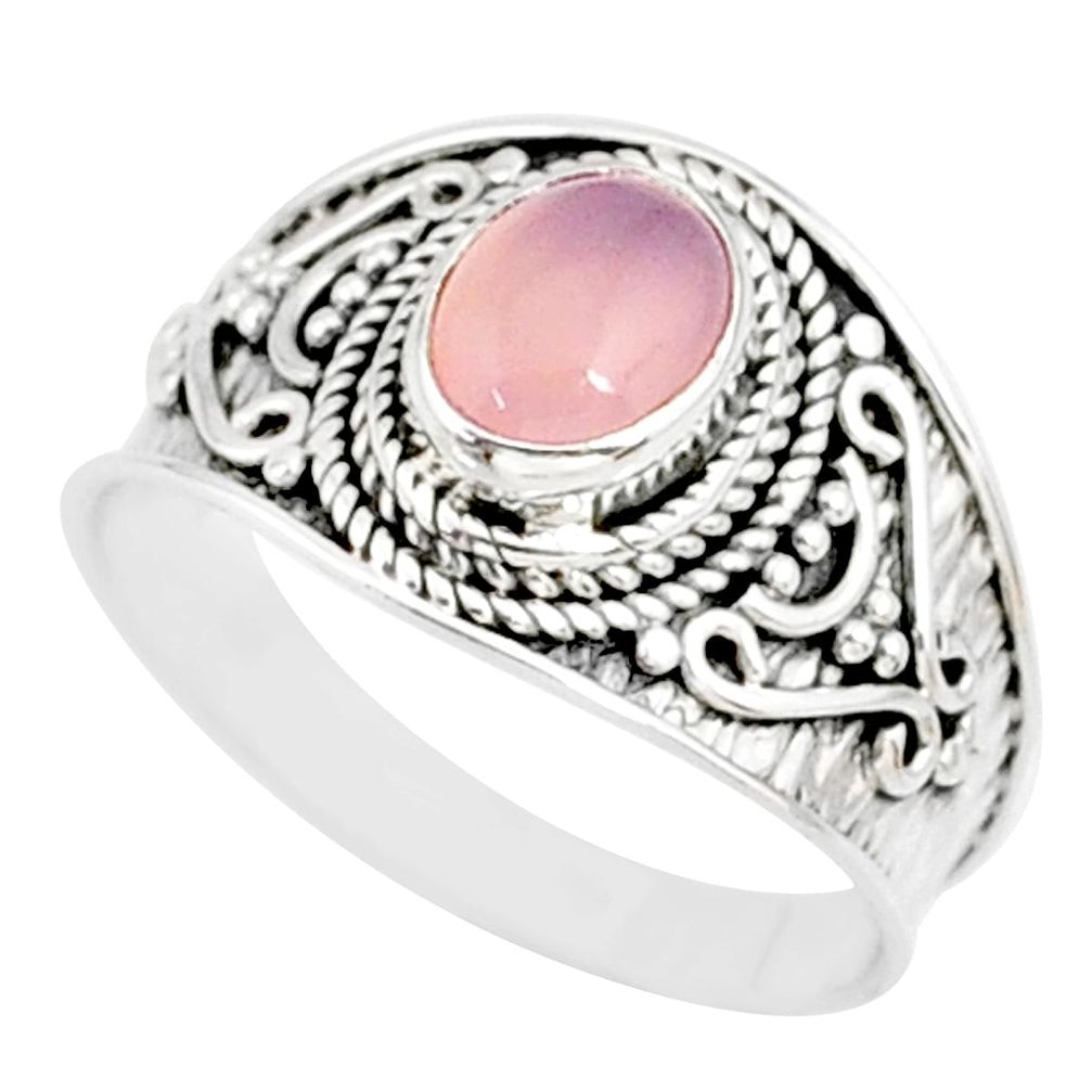 silver 2.32cts natural pink rose quartz solitaire handmade ring size 9 r81539