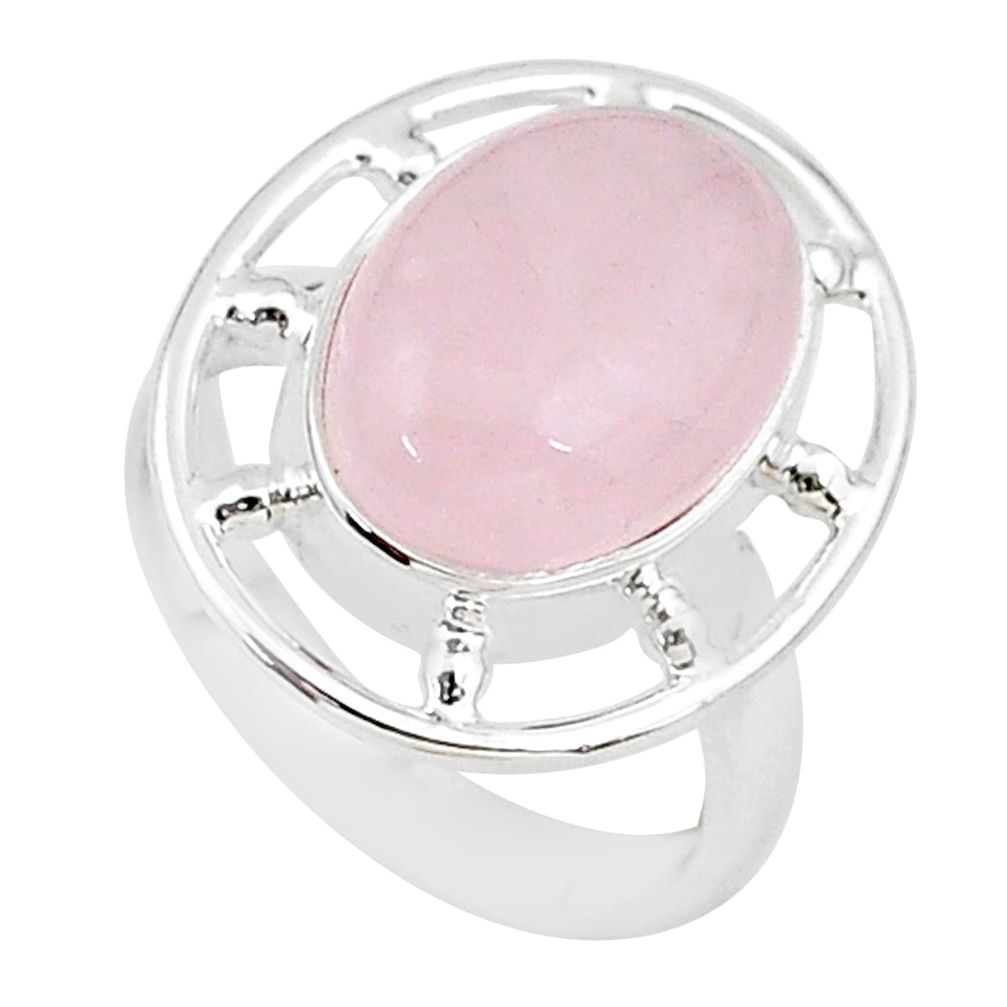 925 silver 7.07cts natural pink rose quartz solitaire ring size 7.5 r96192